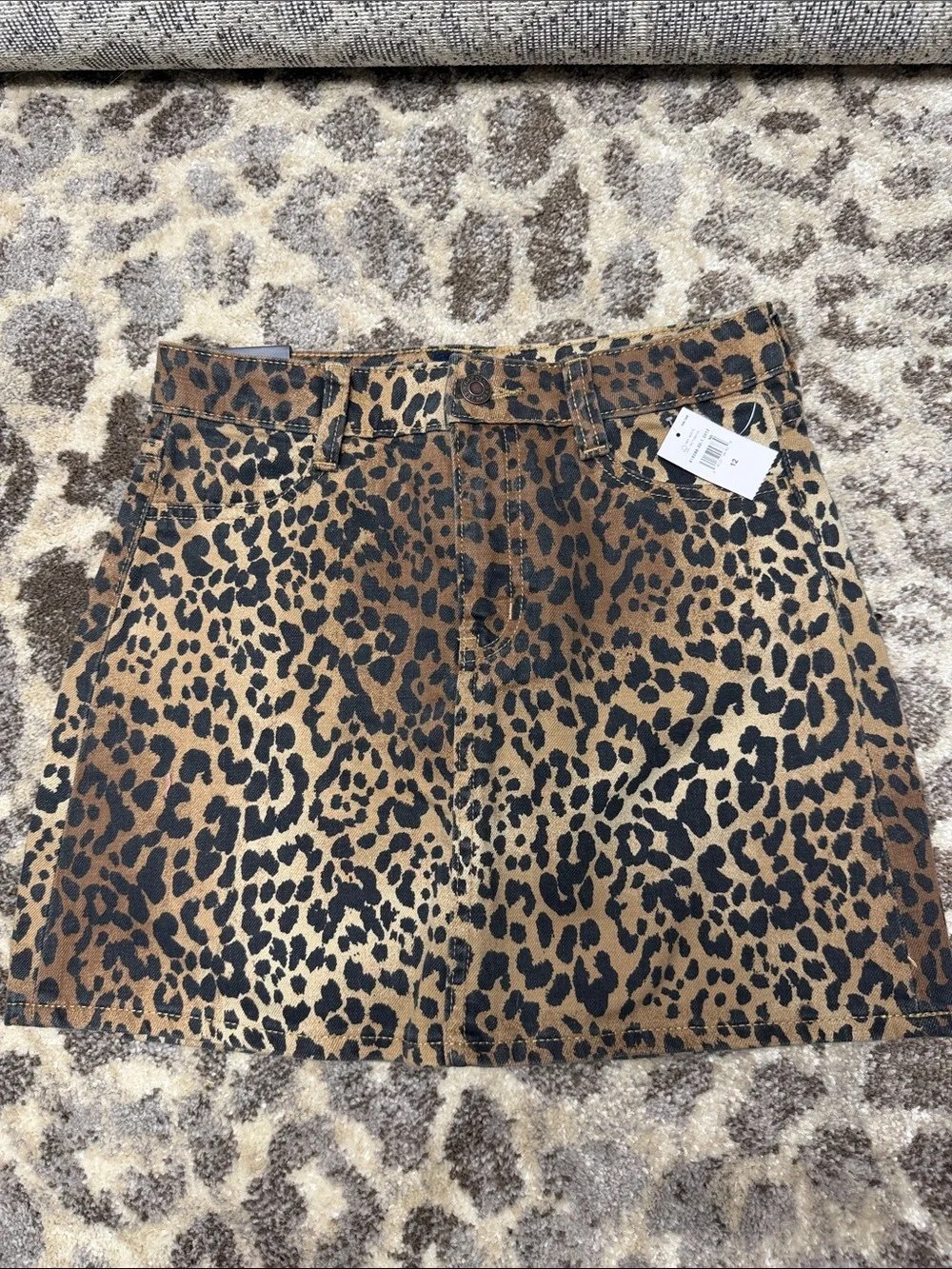GAP Leopard Print Denim Mini Skirt - Brown & Black